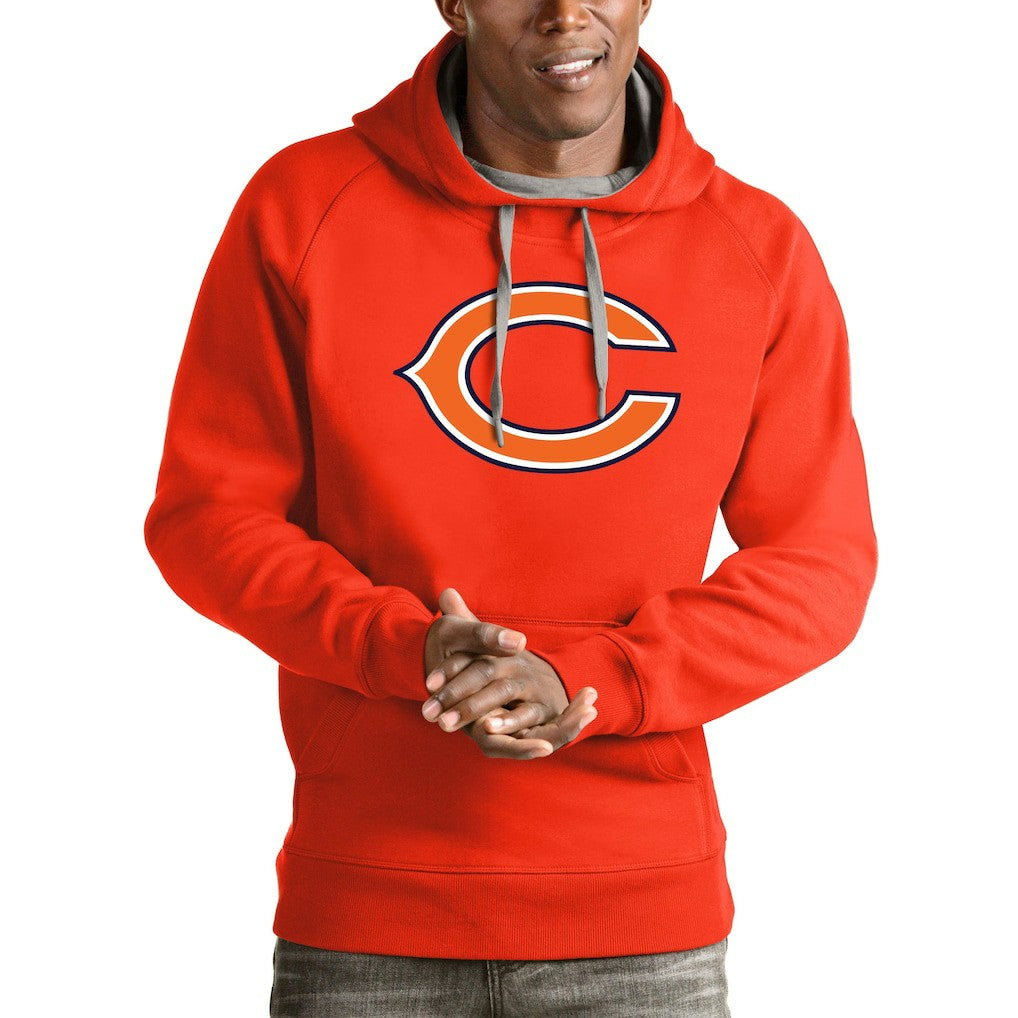 Chicago Bears Antigua Logo Victory Pullover Hoodie - Orange Hoodies