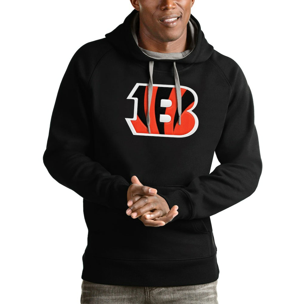 Cincinnati Bengals Antigua Victory Pullover Hoodie - Black Hoodies