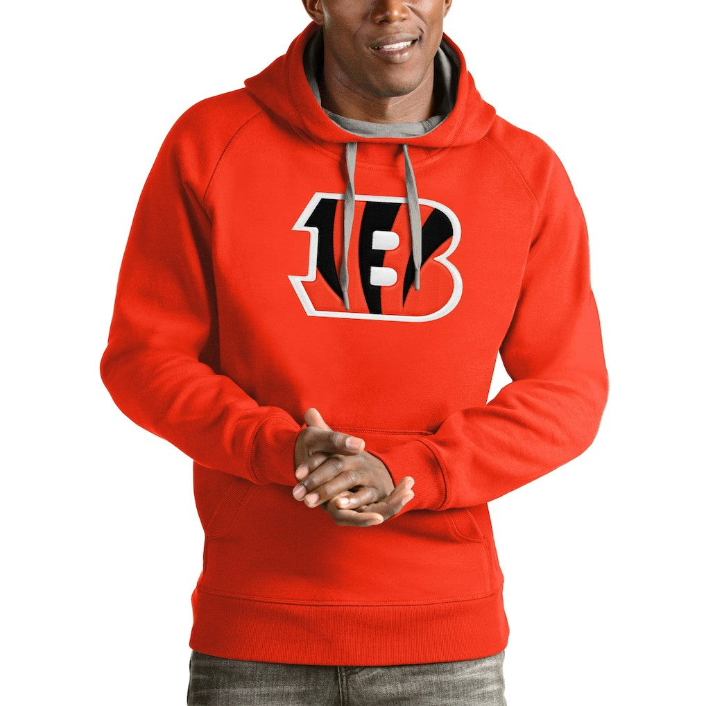 Cincinnati Bengals Antigua Logo Victory Pullover Hoodie - Orange Hoodies