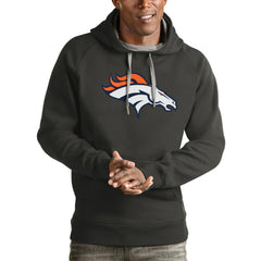 Denver Broncos Antigua Victory Pullover Hoodie - Charcoal Hoodies
