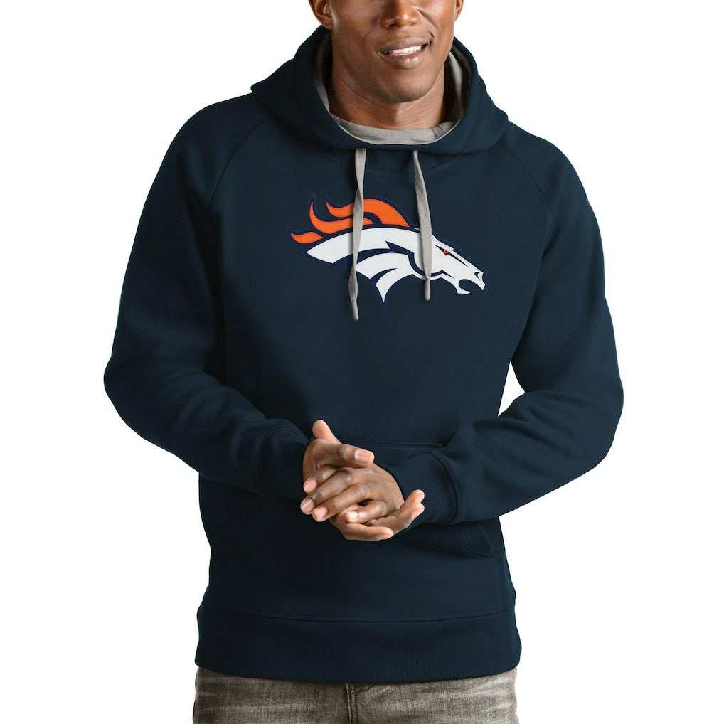 Denver Broncos Antigua Victory Pullover Hoodie - Navy Hoodies