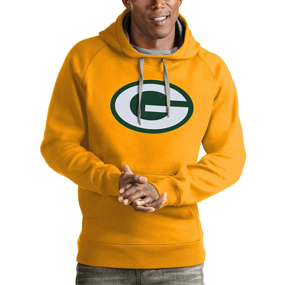 Green Bay Packers Antigua Victory Pullover Hoodie - Gold Hoodies
