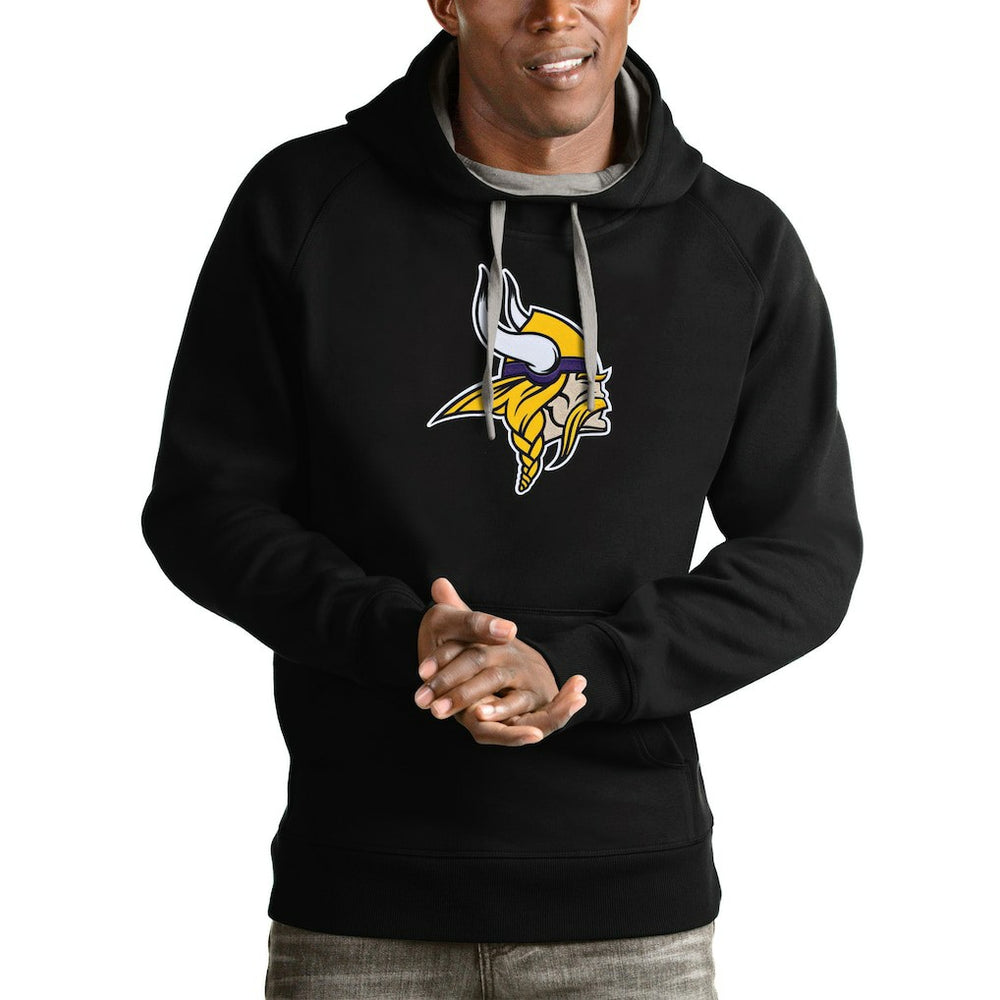 Minnesota Vikings Antigua Victory Pullover Hoodie - Black Hoodies