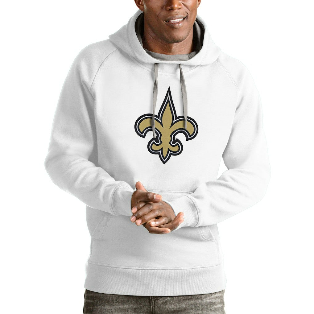 New Orleans Saints Antigua Victory Pullover Hoodie - White Hoodies