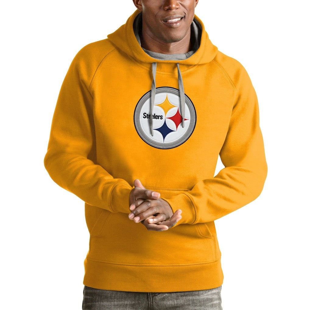 Pittsburgh Steelers Antigua Victory Pullover Hoodie - Gold Hoodies