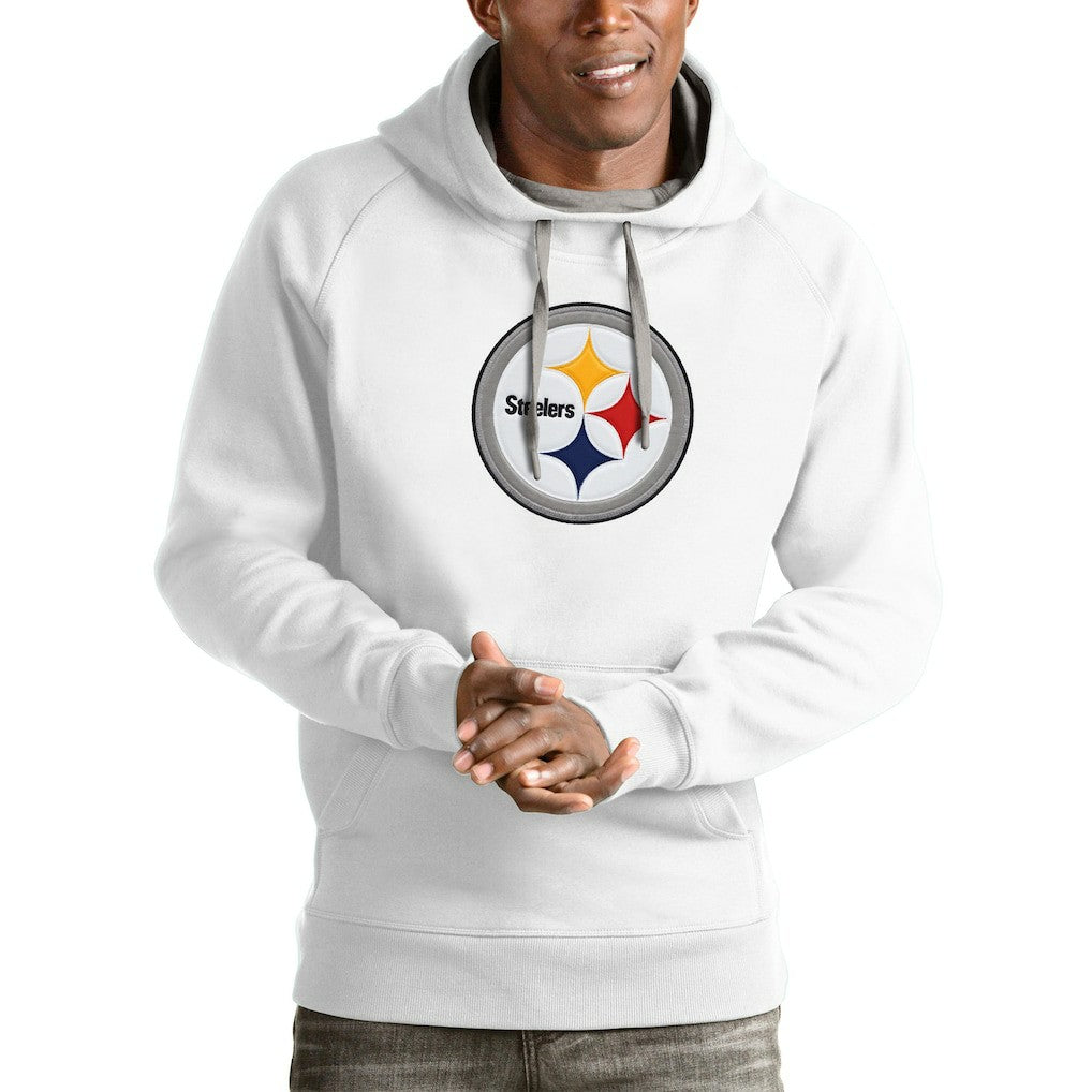 Pittsburgh Steelers Antigua Victory Pullover Hoodie - White Hoodies