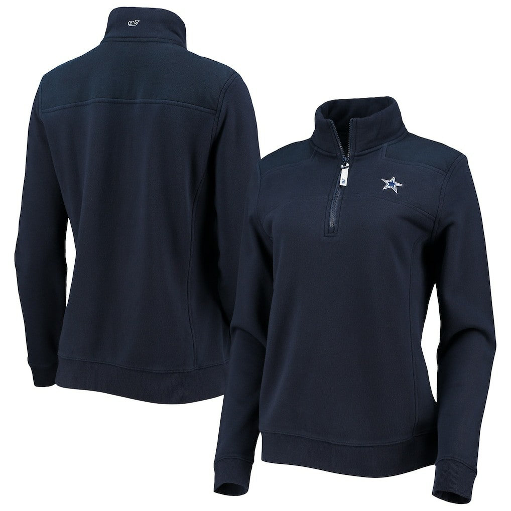 Dallas Cowboys Vineyard Vines Women's Shep Shirt Quarter-Zip Sweatshirt - Navy Sweatshirts
