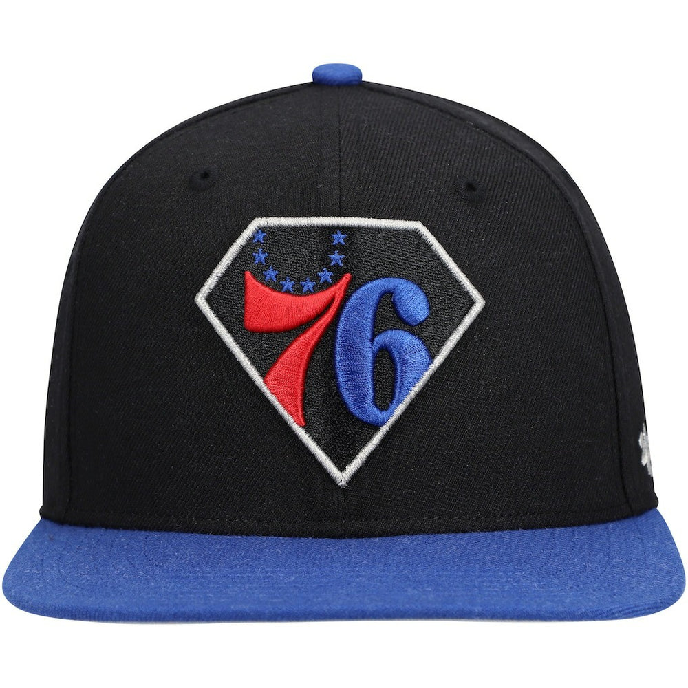 Philadelphia 76ers '47 75th Anniversary Carat Captain Snapback Hat Black/Royal - 47 brand
