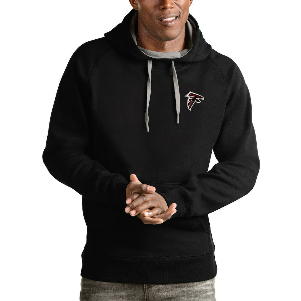 Atlanta Falcons Antigua Logo Victory Pullover Hoodie - Black Hoodies