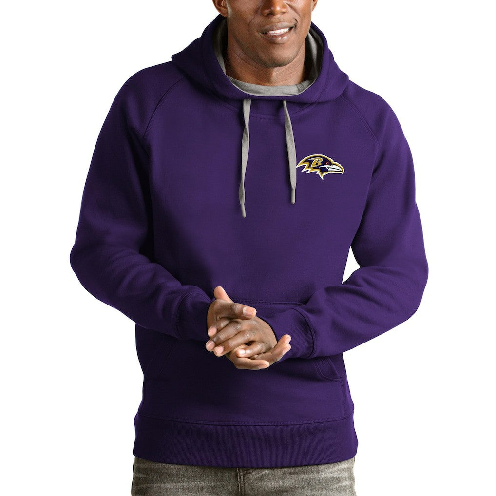 Baltimore Ravens Antigua Logo Victory Pullover Hoodie - Purple Hoodies