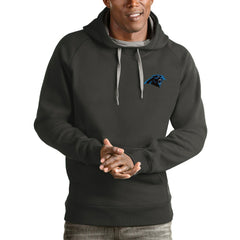 Carolina Panthers Antigua Logo Victory Pullover Hoodie - Charcoal Hoodies