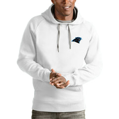 Carolina Panthers Antigua Logo Victory Pullover Hoodie - White Hoodies