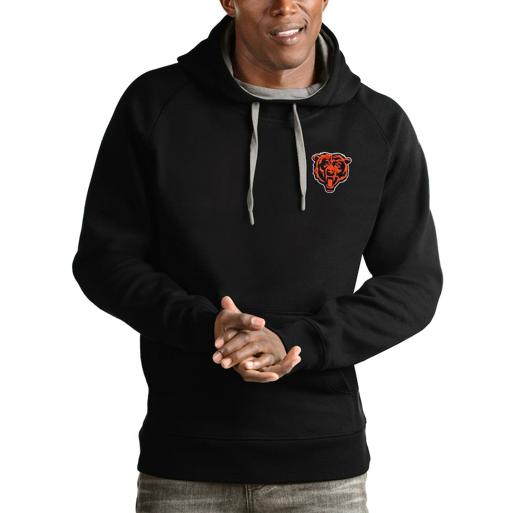 Chicago Bears Antigua Logo Victory Pullover Hoodie - Black Hoodies
