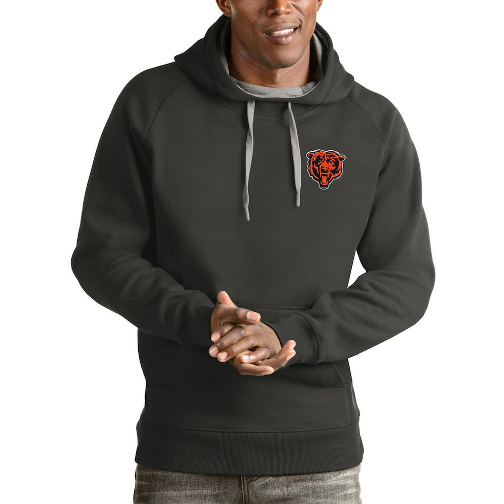 Chicago Bears Antigua Logo Victory Pullover Hoodie - Charcoal Hoodies