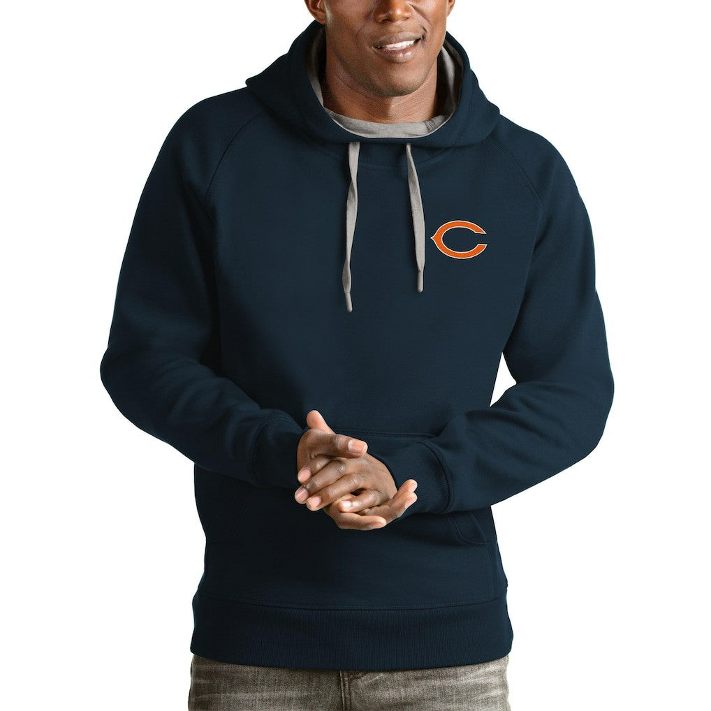 Chicago Bears Antigua Logo Victory Pullover Hoodie - Navy Hoodies