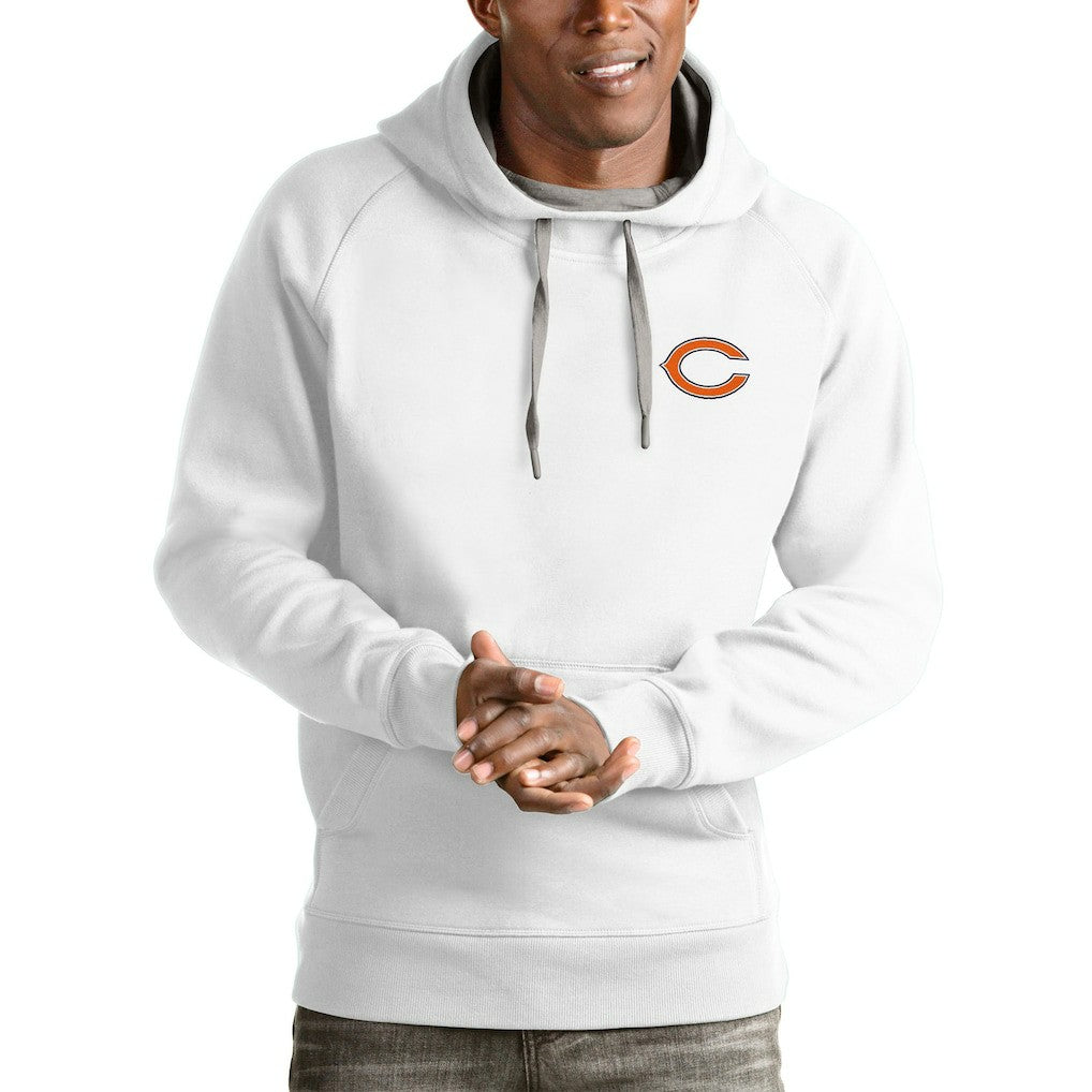 Chicago Bears Antigua Logo Victory Pullover Hoodie - White Hoodies