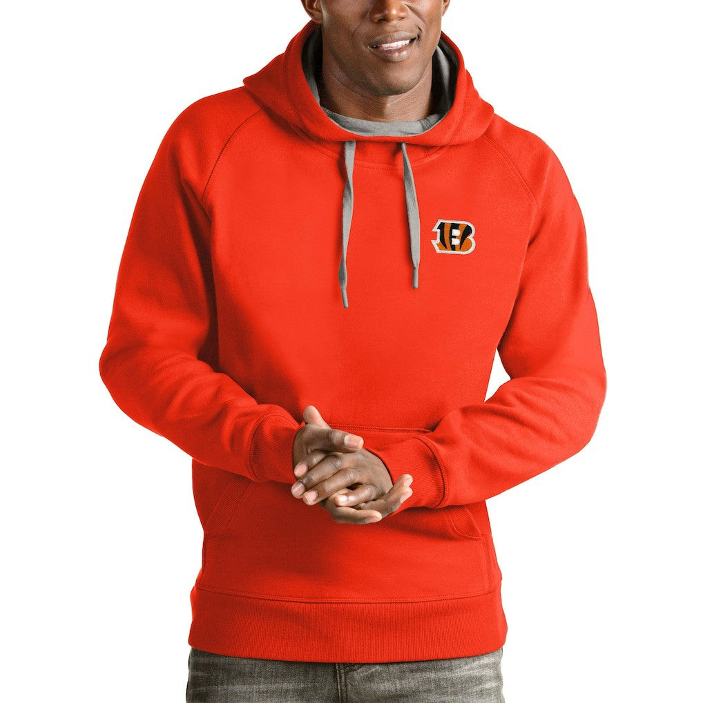 Cincinnati Bengals Antigua Logo Victory Pullover Hoodie - Orange Hoodies