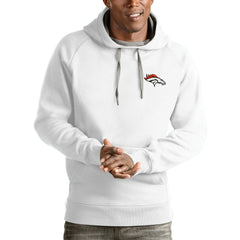 Denver Broncos Antigua Logo Victory Pullover Hoodie - White Hoodies