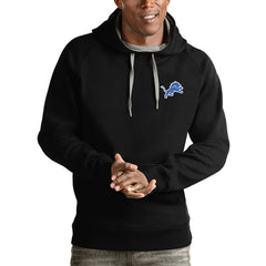 Detroit Lions Antigua Logo Victory Pullover Hoodie - Black Hoodies