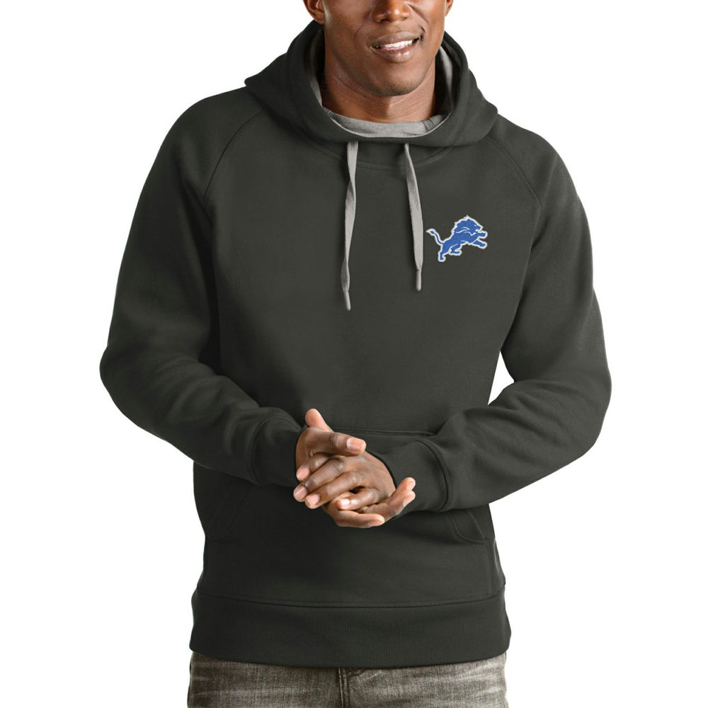 Detroit Lions Antigua Logo Victory Pullover Hoodie - Charcoal Hoodies