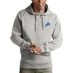 Detroit Lions Antigua Logo Victory Pullover Hoodie - Heathered Gray Hoodies