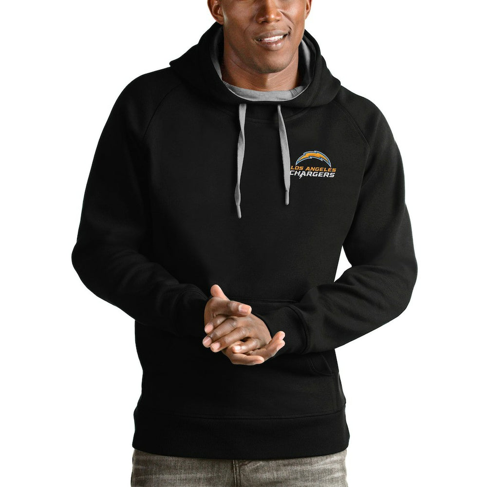 Los Angeles Chargers Antigua Logo Victory Pullover Hoodie - Black Hoodies