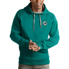 Miami Dolphins Antigua Logo Victory Pullover Hoodie - Aqua Hoodies