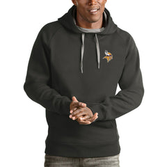 Minnesota Vikings Antigua Logo Victory Pullover Hoodie - Charcoal Hoodies