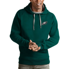 Philadelphia Eagles Antigua Logo Victory Pullover Hoodie - Midnight Green Hoodies