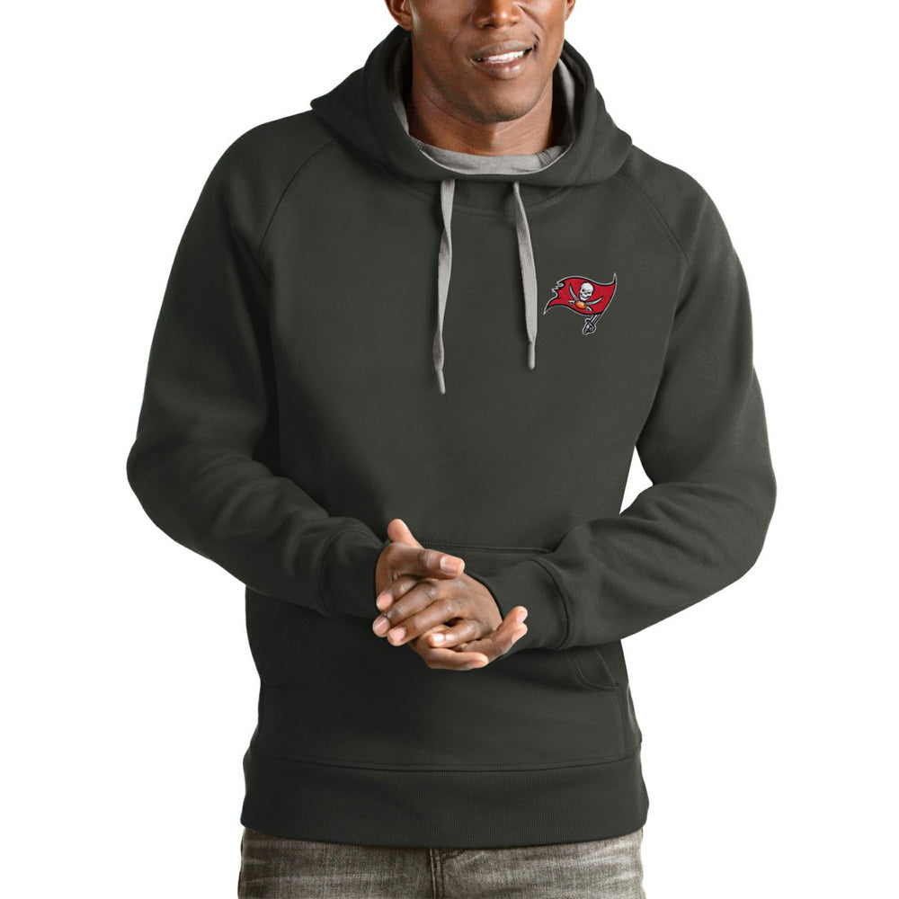 Tampa Bay Buccaneers Antigua Logo Victory Pullover Hoodie - Charcoal Hoodies