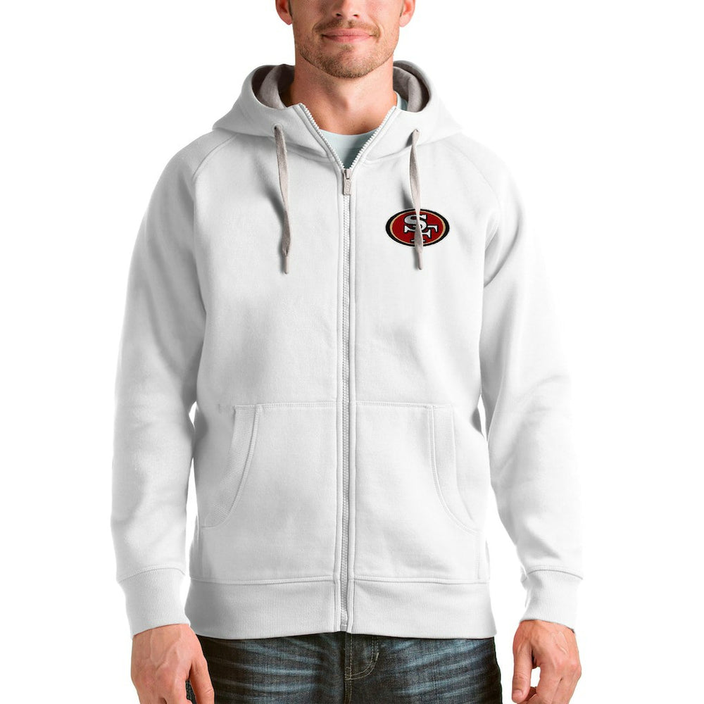 San Francisco 49ers Antigua Victory Full-Zip Hoodie - White Hoodies