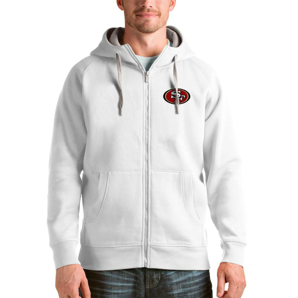 San Francisco 49ers Antigua Victory Full-Zip Hoodie - White Hoodies