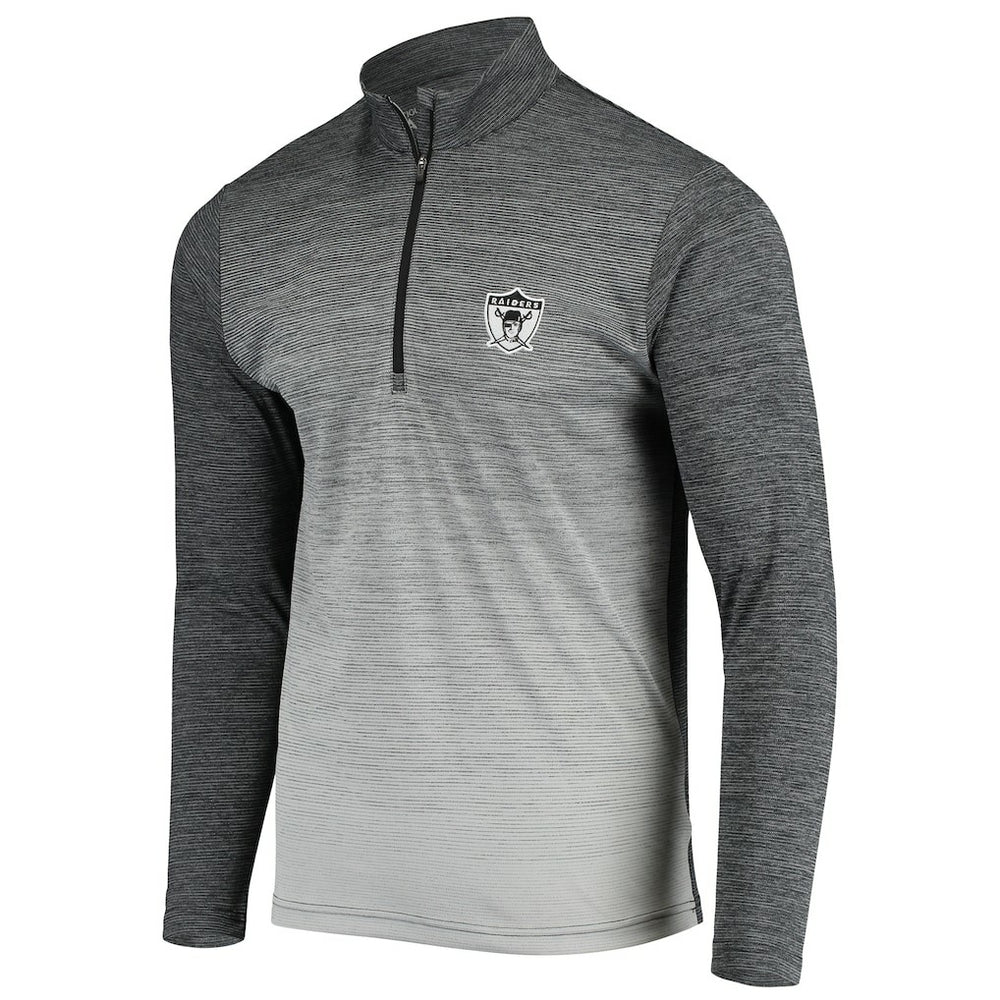 Las Vegas Raiders Antigua Throwback Cycle Quarter-Zip Jacket - Black/Heathered Gray Jackets