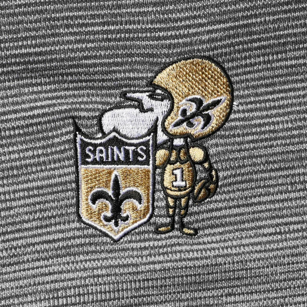 New Orleans Saints Antigua Throwback Cycle Quarter-Zip Jacket - Black/Heathered Gray Jackets