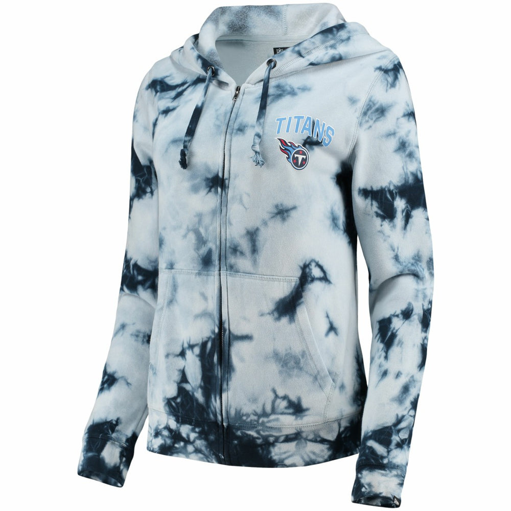 Tennessee Titans New Era Women's Tie-Dye Fleece Full-Zip Hoodie - Navy Hoodies