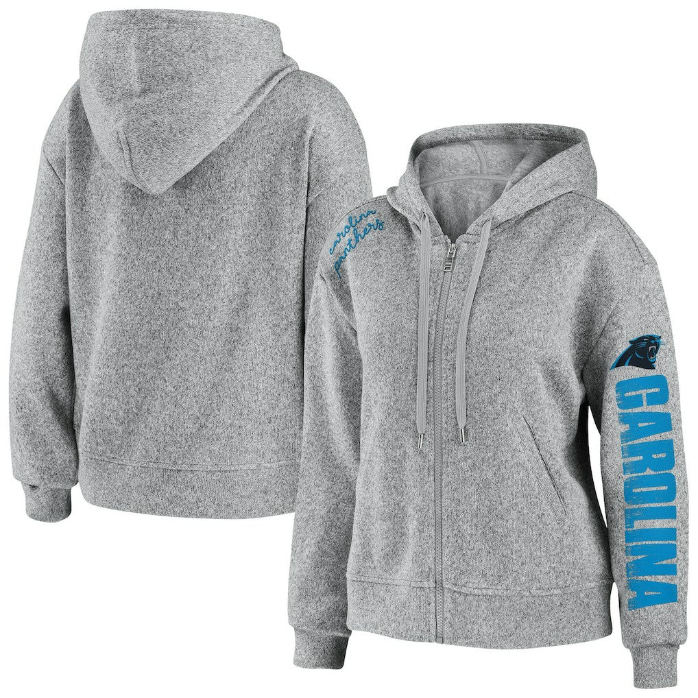 Carolina Panthers WEAR by Erin Andrews Women's Full-Zip Hoodie - Heathered Gray Hoodies