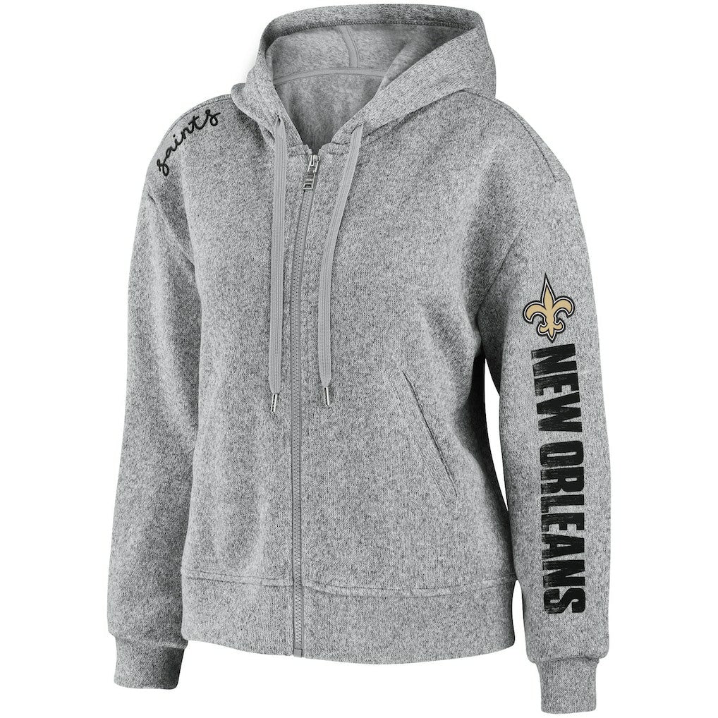 New Orleans Saints WEAR by Erin Andrews Women's Full-Zip Hoodie - Heathered Gray Hoodies