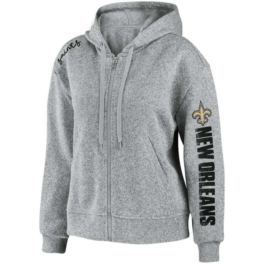 New Orleans Saints WEAR by Erin Andrews Women's Full-Zip Hoodie - Heathered Gray Hoodies