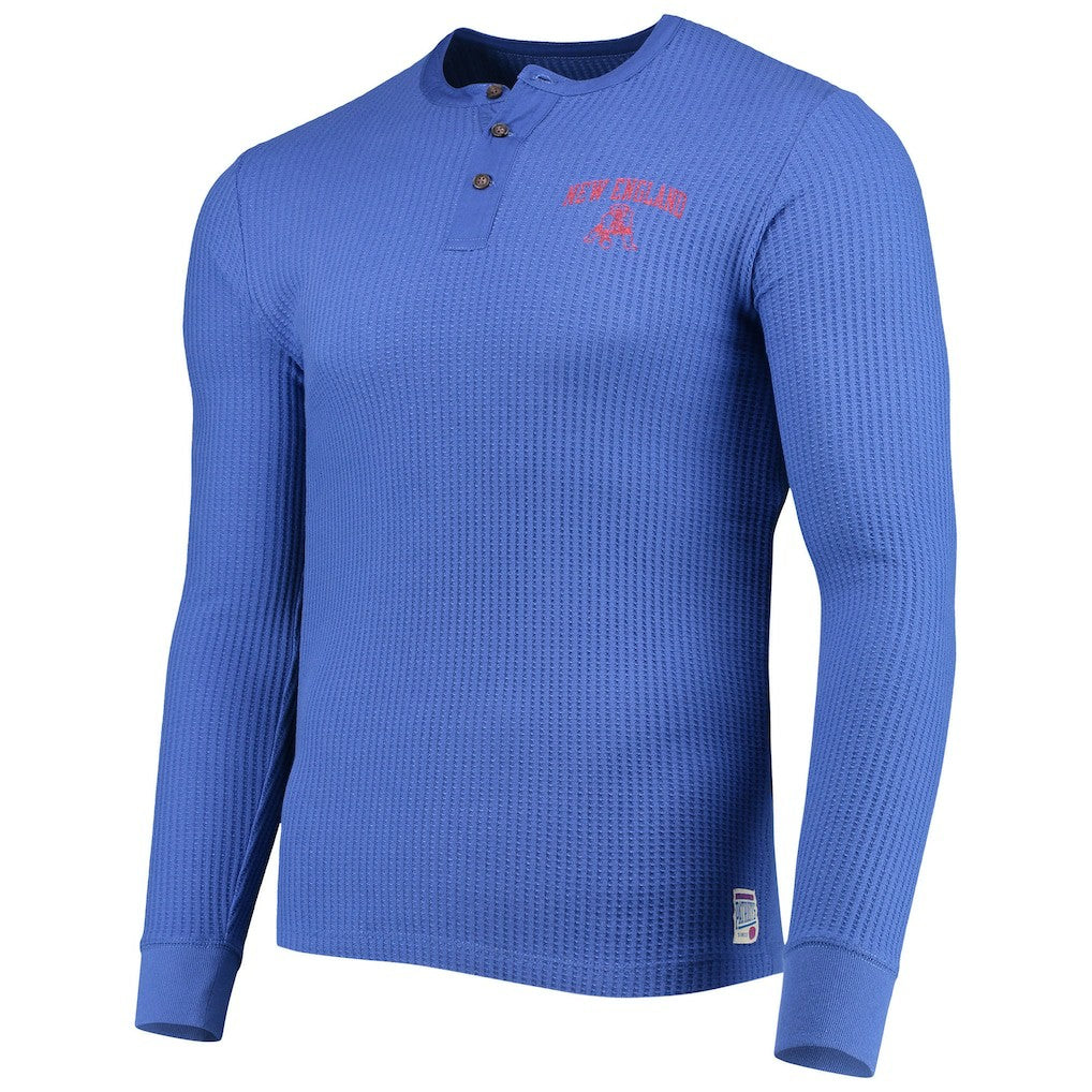 New England Patriots Junk Food Thermal Henley Long Sleeve T-Shirt - Royal T-shirts