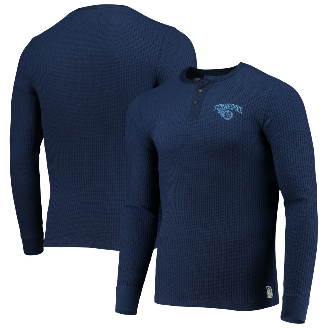 Tennessee Titans Junk Food Thermal Henley Long Sleeve T-Shirt - Navy T-shirts
