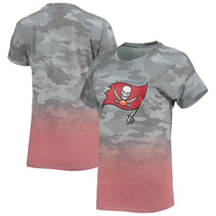 Tampa Bay Buccaneers Juniors Beth Camo Dip-Dye T-Shirt - Gray/Red T-shirts