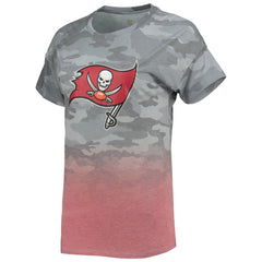 Tampa Bay Buccaneers Juniors Beth Camo Dip-Dye T-Shirt - Gray/Red T-shirts