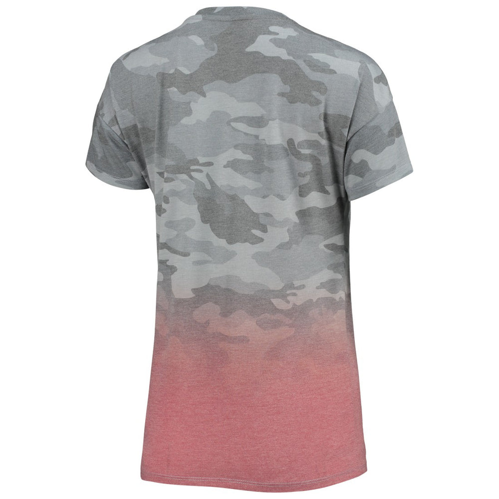 Tampa Bay Buccaneers Juniors Beth Camo Dip-Dye T-Shirt - Gray/Red T-shirts