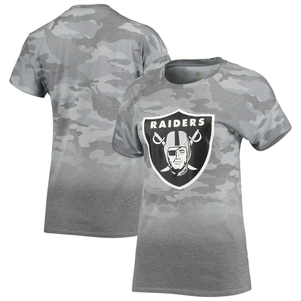 Las Vegas Raiders Juniors Beth Camo Dip-Dye T-Shirt - Gray/Black T-shirts