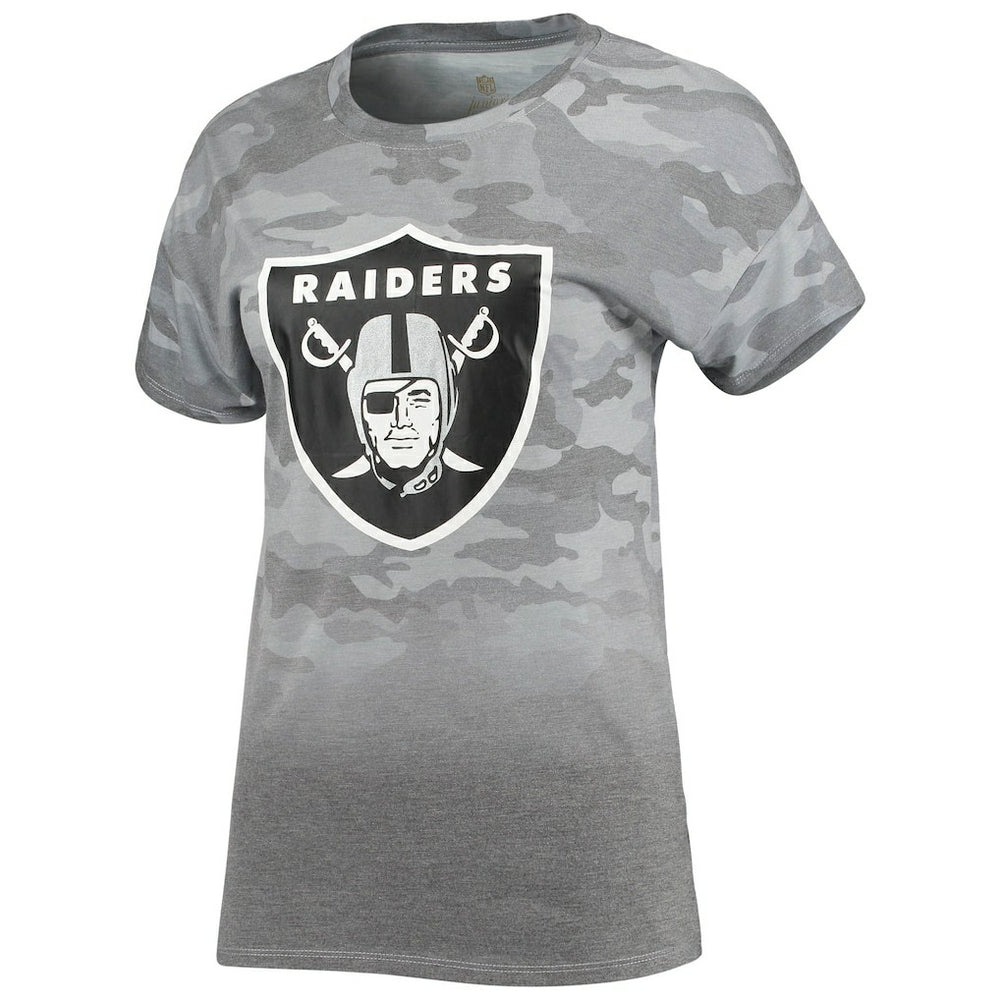 Las Vegas Raiders Juniors Beth Camo Dip-Dye T-Shirt - Gray/Black T-shirts