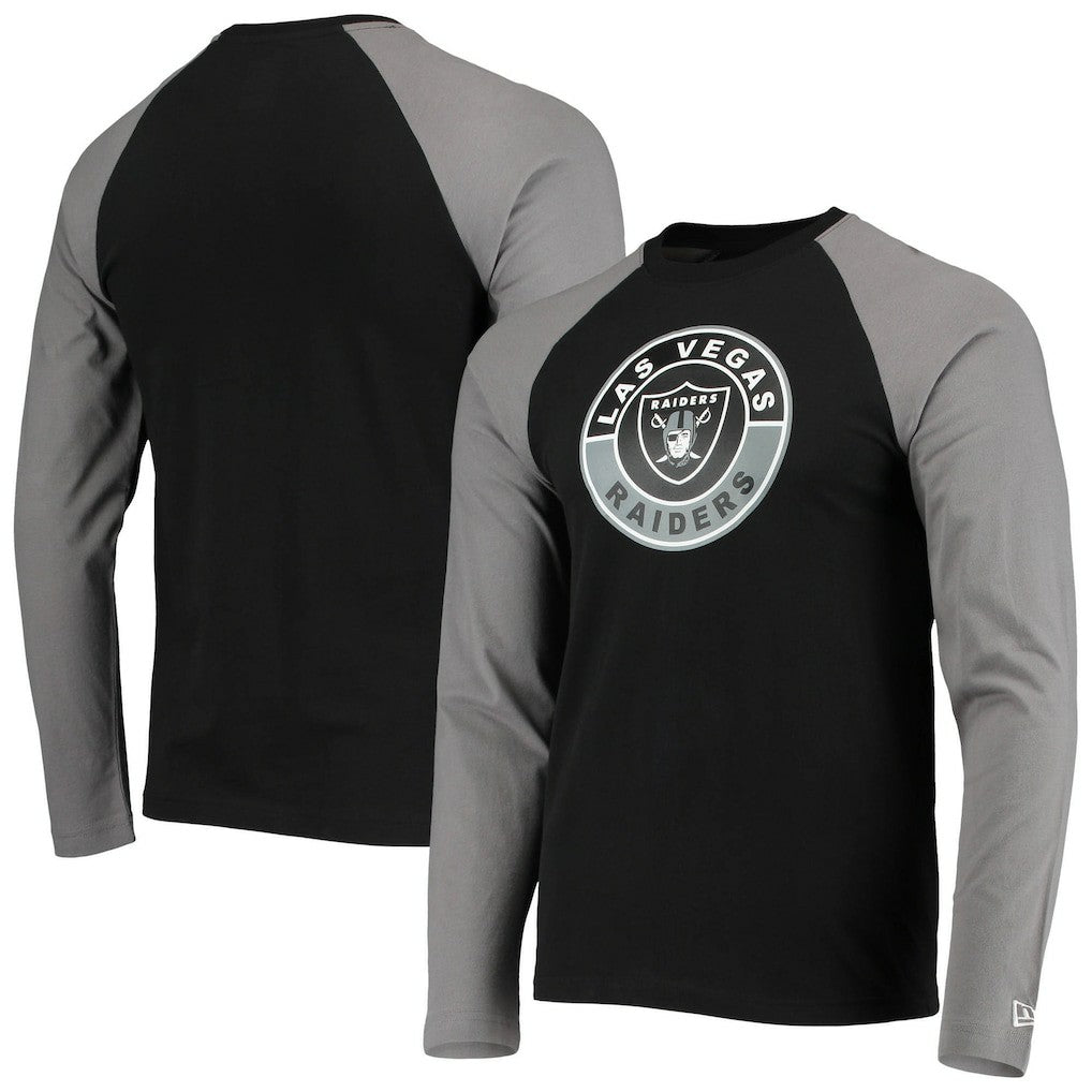 Las Vegas Raiders New Era League Raglan Long Sleeve T-Shirt - Black/Gray T-shirts