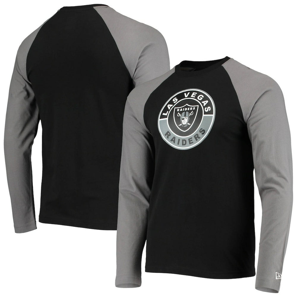 Las Vegas Raiders New Era League Raglan Long Sleeve T-Shirt - Black/Gray T-shirts