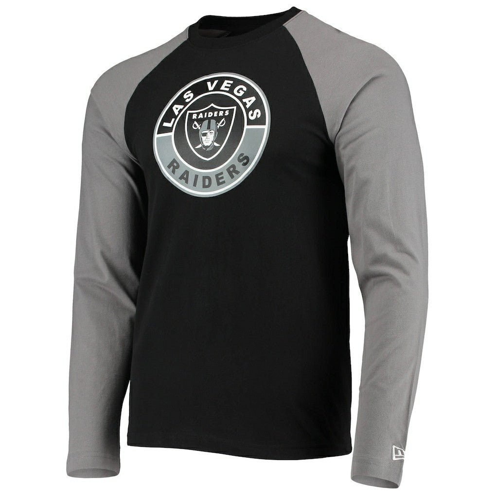 Las Vegas Raiders New Era League Raglan Long Sleeve T-Shirt - Black/Gray T-shirts