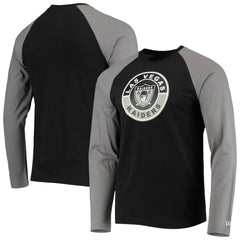 Las Vegas Raiders New Era League Raglan Throwback Long Sleeve T-Shirt - Black/Gray T-shirts