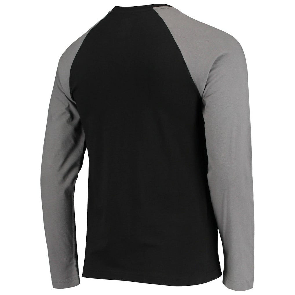 Las Vegas Raiders New Era League Raglan Throwback Long Sleeve T-Shirt - Black/Gray T-shirts